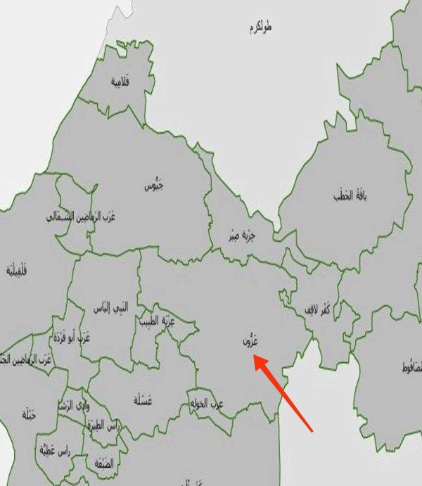 خارطة توضح موقع قرية عزون نقلاً عن الجهاز المركزي للإحصاء الفلسطيني