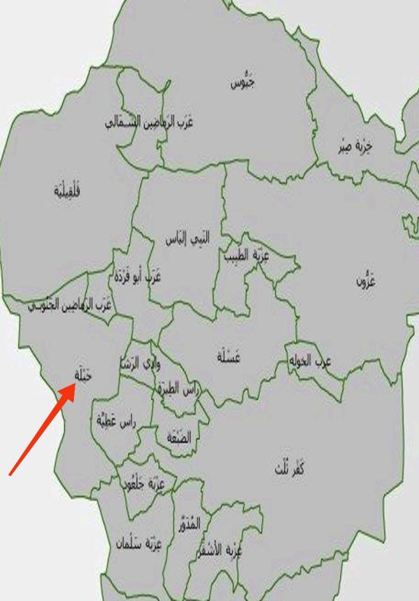 خارطة تظهر موقع قرية  حبلة وما يجاورها من قرى وبلدات، نقلاً عن الجهاز المركزي للإحصاء الفلسطيني