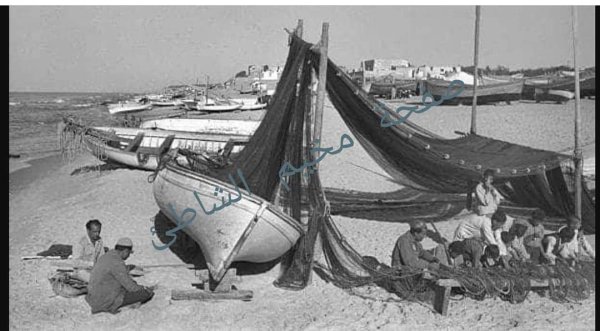 مراكب الصيد على شط مخيم الشاطئ ، نقلاً عن صفحة مخيم الشاطئ على فيسبوك