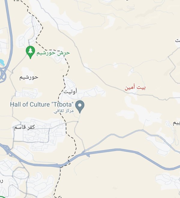 موقع قرية بتي أمين حسب خرائط غوغل