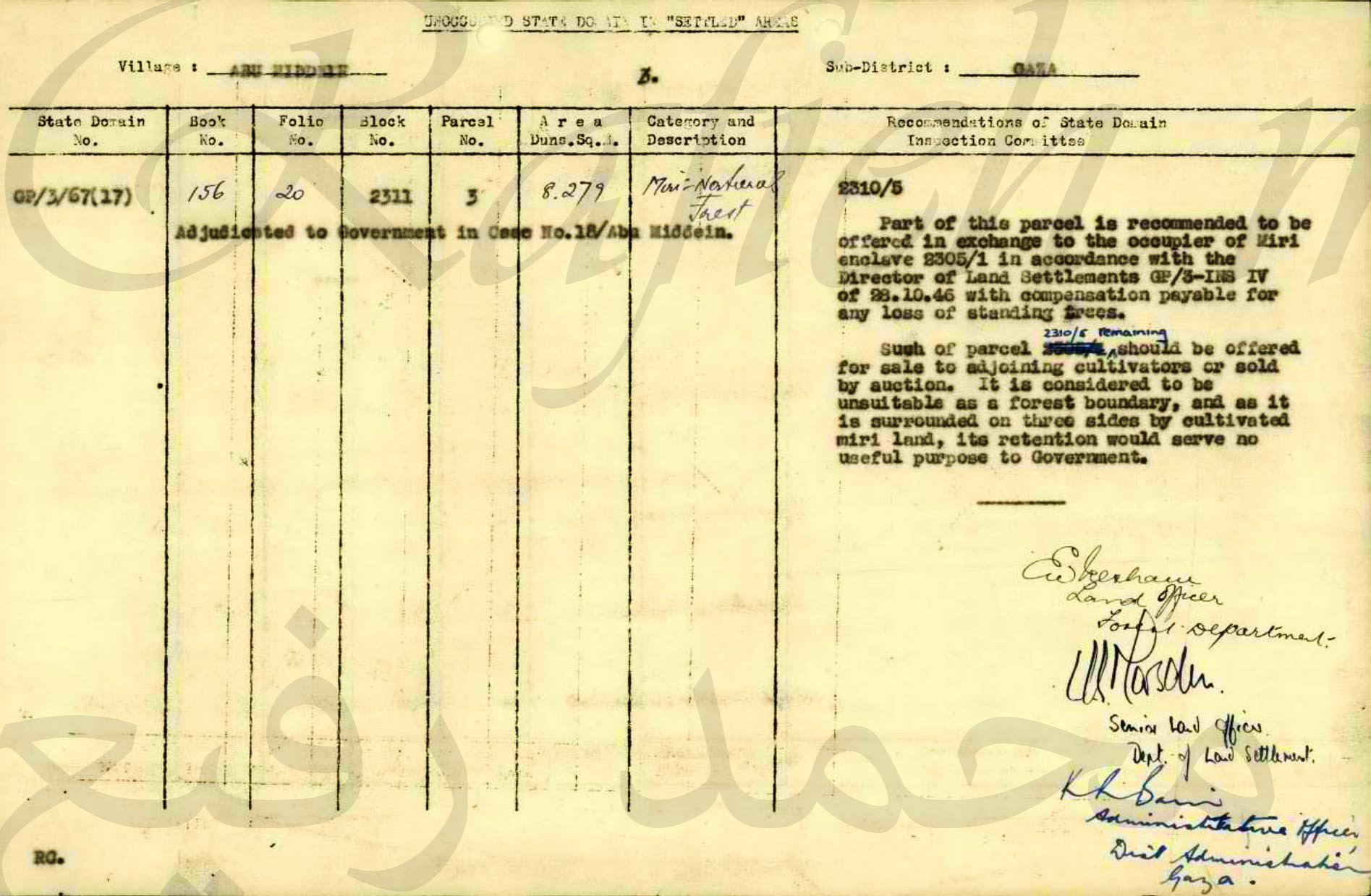 تسجيل (أراضي الدولة) و(الأراضي الأميرية) في (منطقة أبو مدين؛ قضاء غزة؛ فلسطين) في العام 1947، نقلًا عن الباحث محمد رفيع تسجيل (أراضي الدولة) و(الأراضي الأميرية) في (منطقة أبو مدين؛ قضاء غزة؛ فلسطين) في العام 1947، نقلًا عن الباحث محمد رفيع