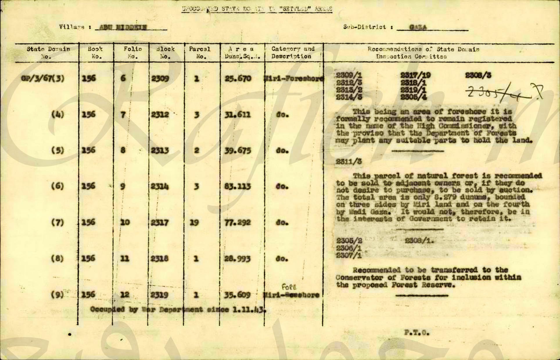 تسجيل (أراضي الدولة) و(الأراضي الأميرية) في (منطقة أبو مدين؛ قضاء غزة؛ فلسطين) في العام 1947، نقلًا عن الباحث محمد رفيع تسجيل (أراضي الدولة) و(الأراضي الأميرية) في (منطقة أبو مدين؛ قضاء غزة؛ فلسطين) في العام 1947، نقلًا عن الباحث محمد رفيع