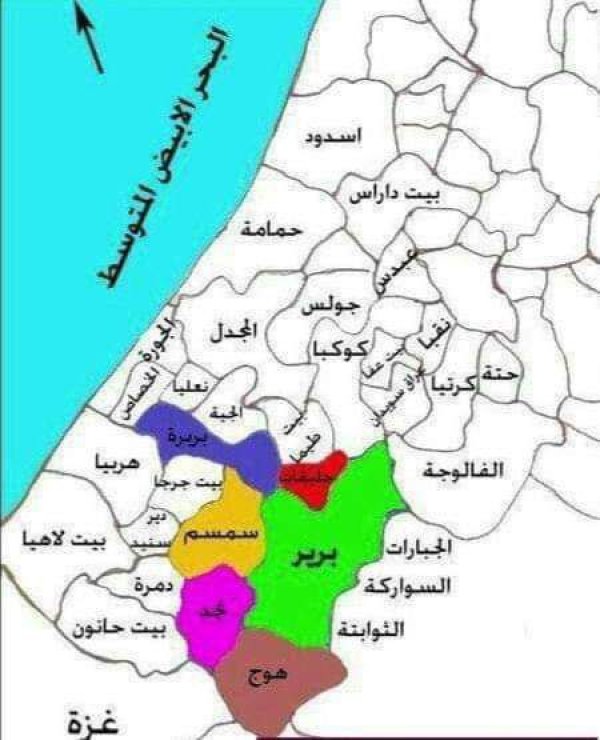 خارطة توضح موقع قرية دير سنيد وما يجاورها من قرى وبلدات
