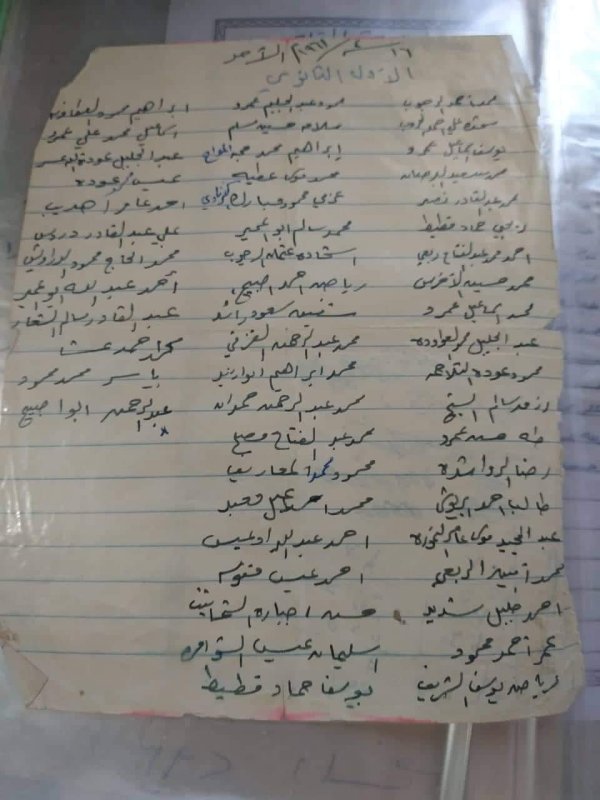 اسماء طلاب الصف الأول ثانوي   16/4/1962  في  قرية دورا الخليل