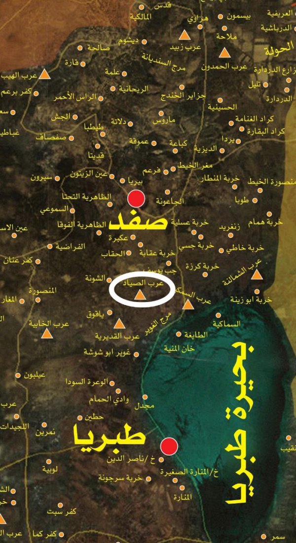الخارطة الوحيدة التي حددت موقع قرية الصيادة شكل دقيق