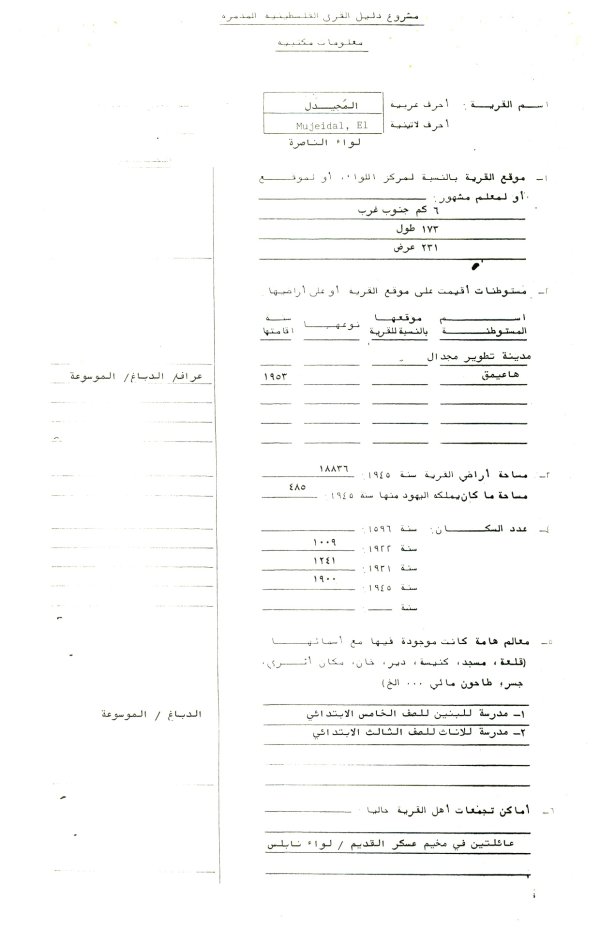 | موسوعة القرى الفلسطينية  | موسوعة القرى الفلسطينية