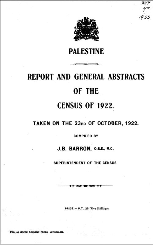 عدد سكان فلسطين عام 1922 | موسوعة القرى الفلسطينية